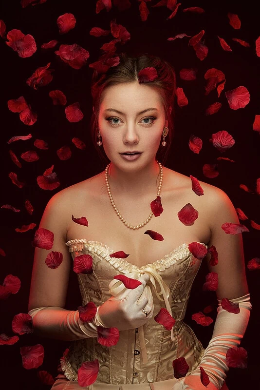 falling rose petals valentine's atlanta portrait photography