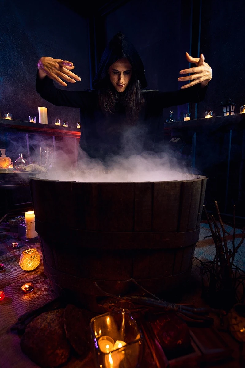 witch brewing potion portrait